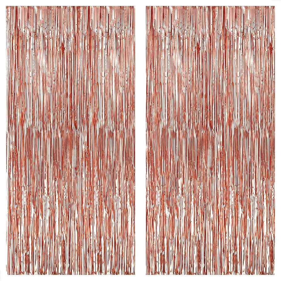 KatchOn, Rose Gold Fringe Curtain - XtraLarge 6.4x8 Feet, Pack of 2 | Rose Gold Backdrop, Bachelo... | Amazon (US)