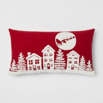 Winter Village Oversize Lumbar Throw Pillow Red - Threshold™ | Target