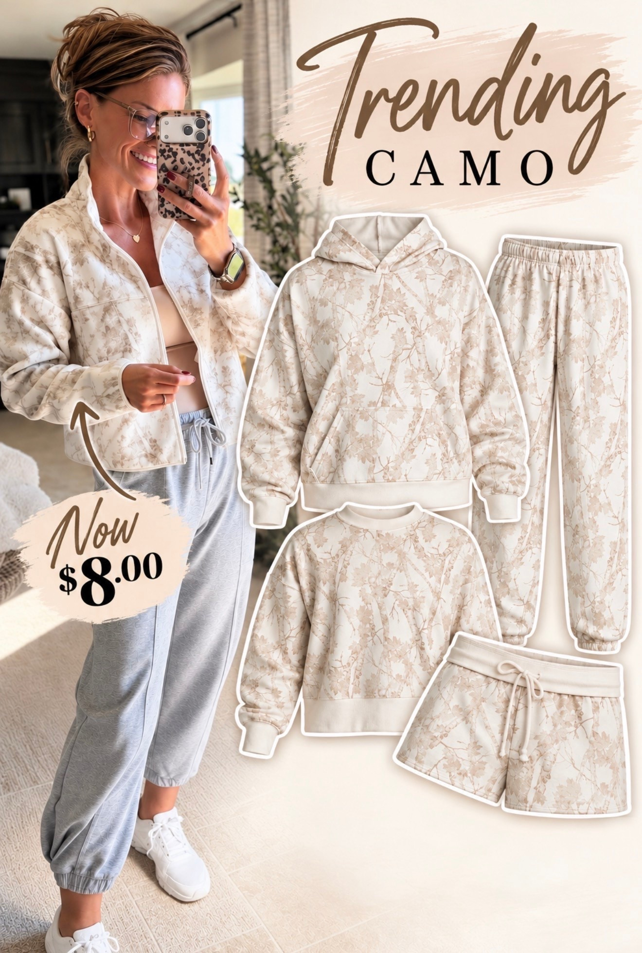 Trending: Camo. My fleece jacket is ONLY $8.00
Wearing medium