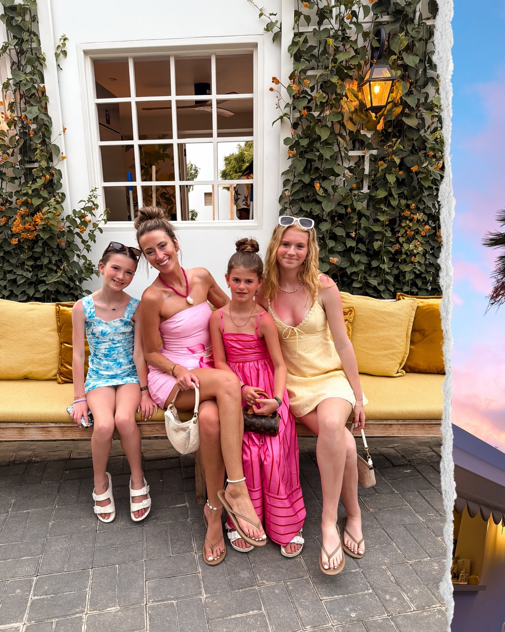 Family dinner date on vacation 
Tropical dresses and what to wear wear at a resort 