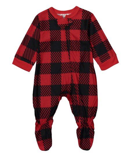 Night Life Red Plaid Footie - Infant | Zulily