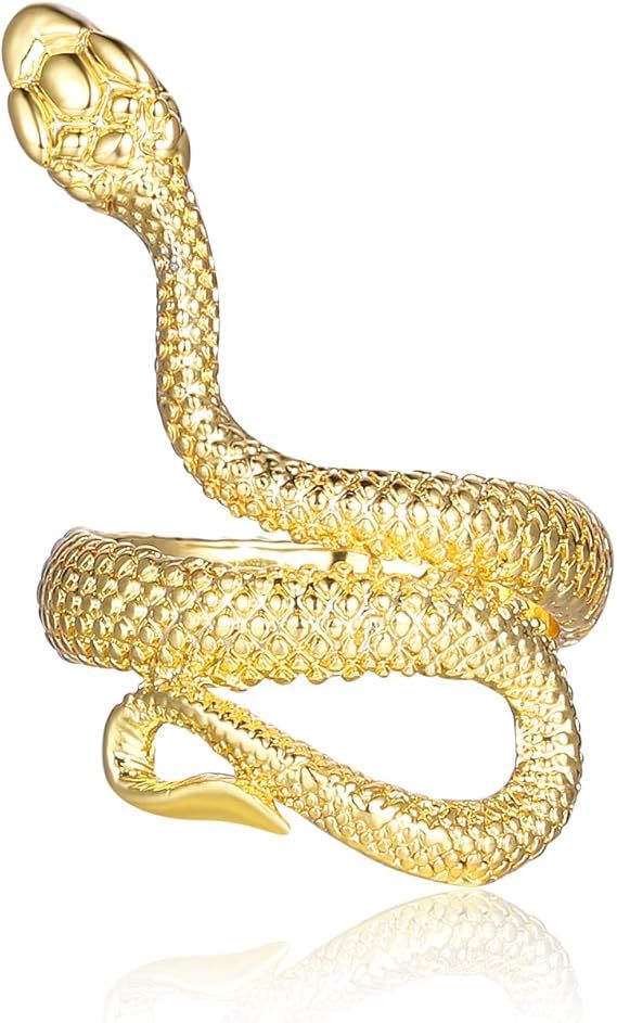 HIIXHC Snake Rings Fashion Animal Rings for Women Snake Ring Vintage Jewelry Rings for Men Adjust... | Amazon (US)