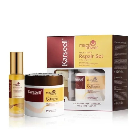 Karseell Collagen Hair Treatment Deep Repair Conditioning Hair Mask Argan Oil Set for Dry Damaged Hair All Hair Types 16.9floz + 1.69floz | Walmart (US)