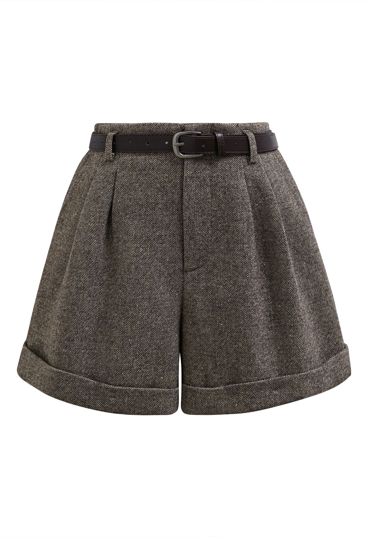 Effortless Side Pockets Folded Hem Belted Shorts | Chicwish