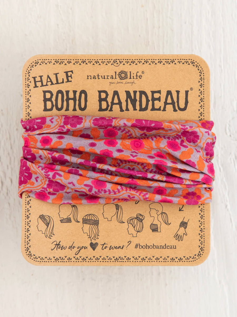 Half Boho Bandeau® Headband - Mustard Floral Medallion | Natural Life