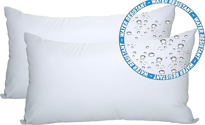 Foamily 2 Pack - 12" x 20" Premium Outdoor Water Resistant Hypoallergenic Stuffer Pillow Throw In... | Amazon (US)