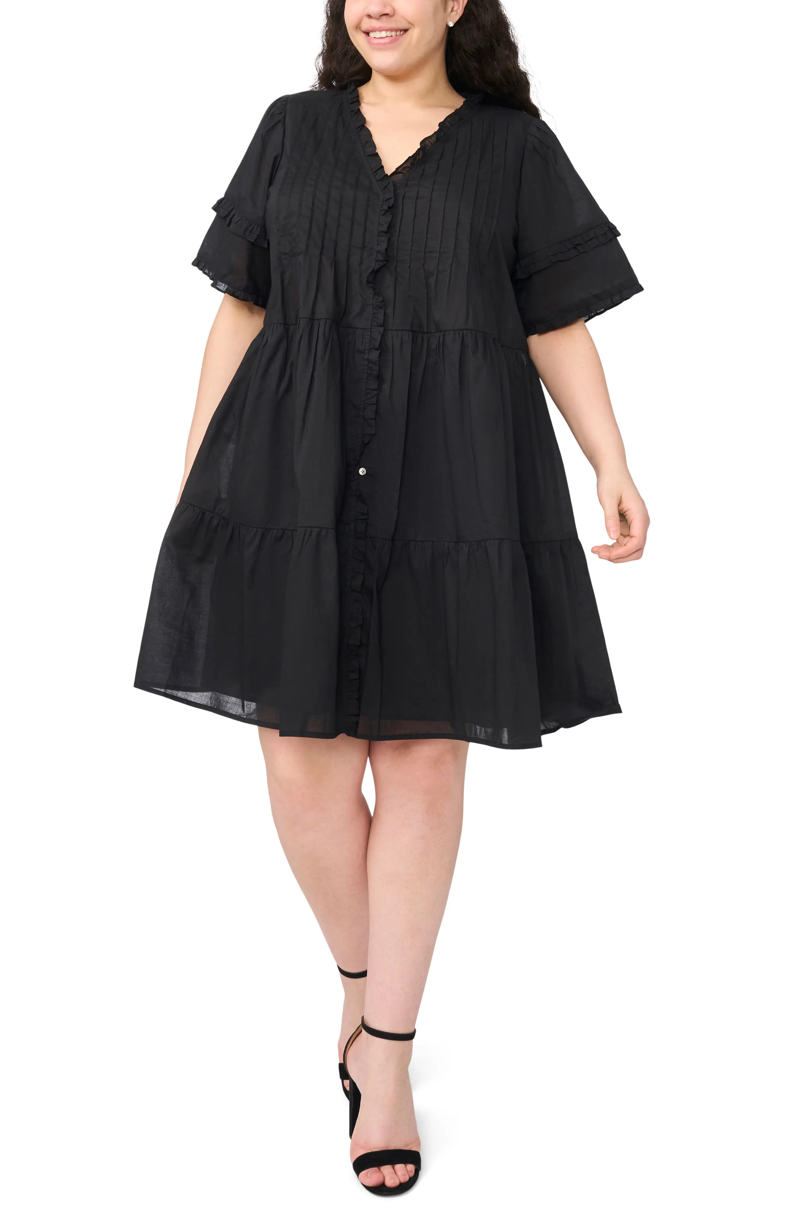 CeCe Pintuck Tiered Cotton Dress (Women) | Nordstrom | Nordstrom