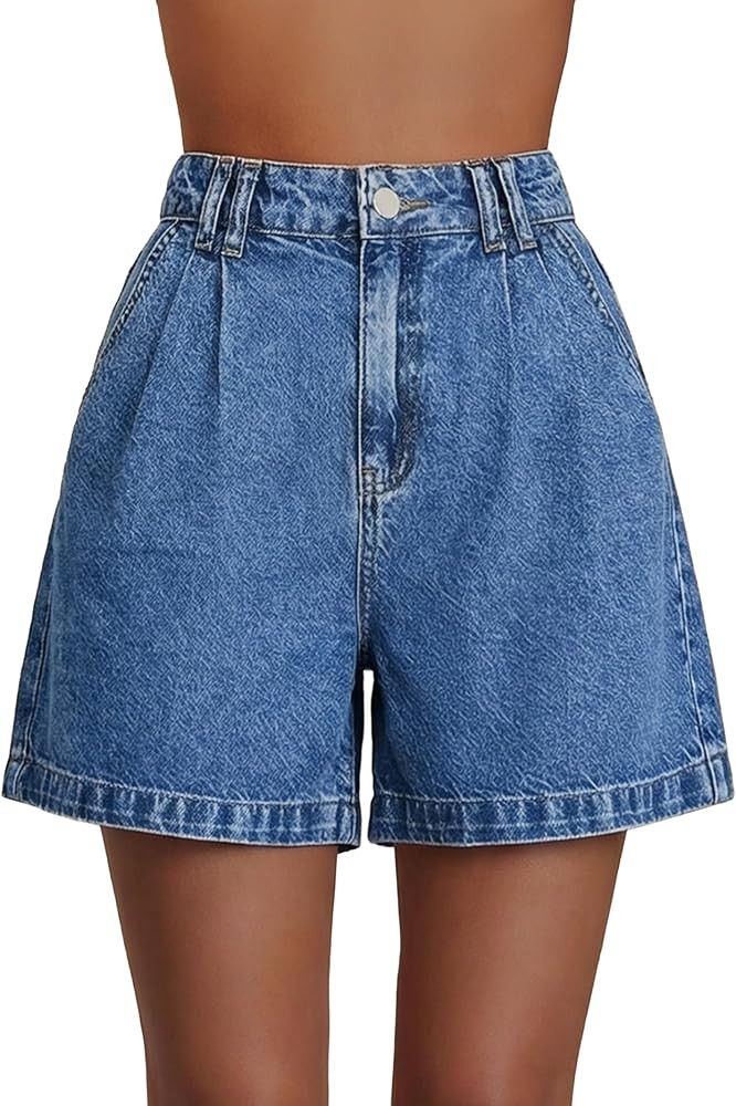 EMMIOL Jean Shorts for Women High Waisted Wide Leg Stretchy Denim Shorts | Amazon (US)