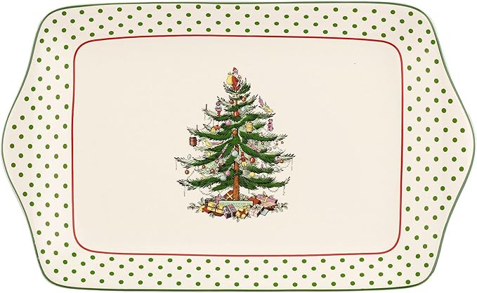 Spode Christmas Tree 12-Inch Polka Dot Dessert Tray - Festive Holiday Serving Platter for Dessert... | Amazon (US)