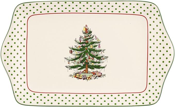 Spode Christmas Tree Collection Dessert Tray, Polka Dot Design, Serving Platter for Dessert and S... | Amazon (US)