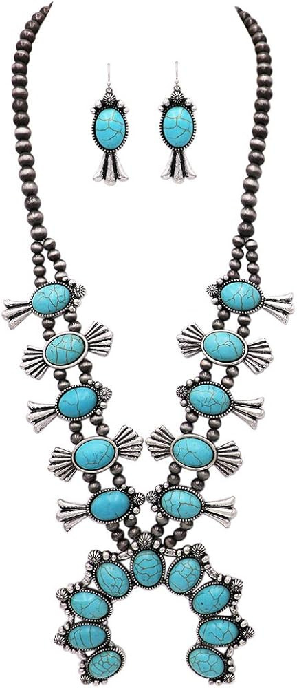 Rosemarie & Jubalee Cowgirl Chic Western Necklaces for Women with Semi-Precious Howlite Stone & E... | Amazon (US)