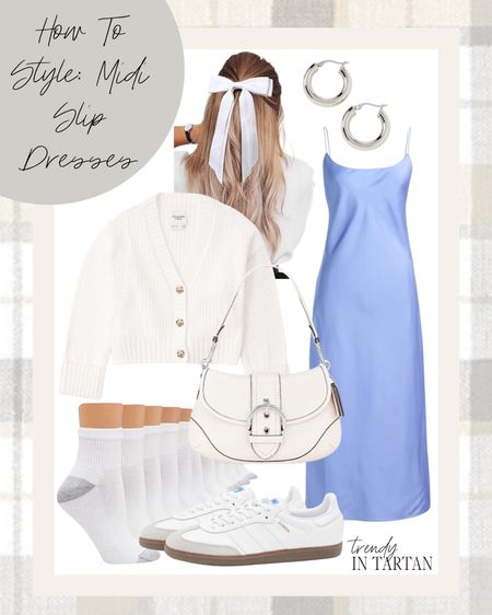 How to style midi slip dresses!

Cardigan, cardigan, hair bow, sneakers, silver hoop earrings

#LTKstyletip #LTKSeasonal