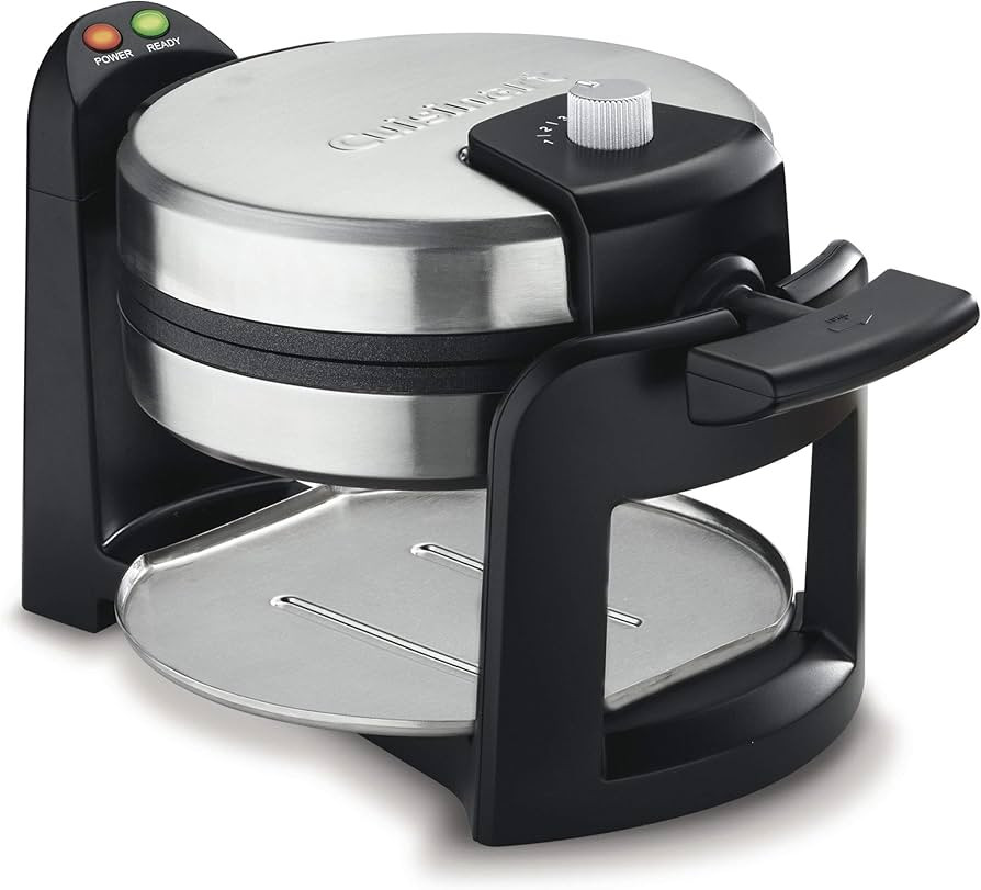 Cuisinart Round Flip Belgian Waffle Maker, Black/Silver, 1 inch thick, WAF-F30NAS | Amazon (US)