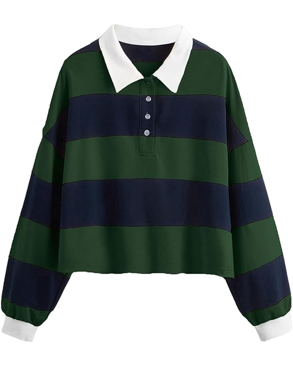 Remidoo Striped Crop Top Sweatshirt | Amazon (US)