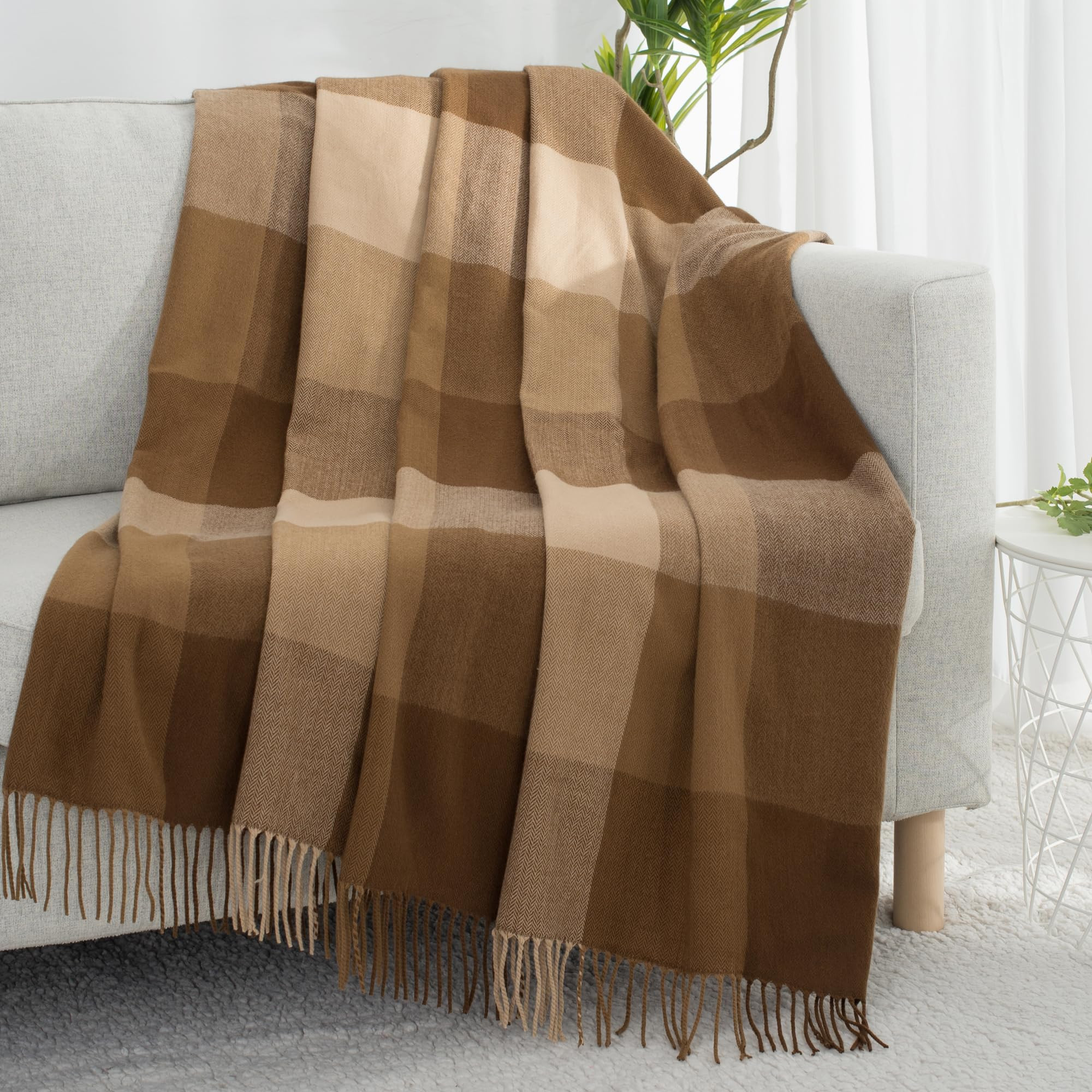 Buffalo Plaid Twin Blanket for Couch with Tassels,60"X80" Soft Lightweight Knitted Boho Decorativ... | Amazon (US)