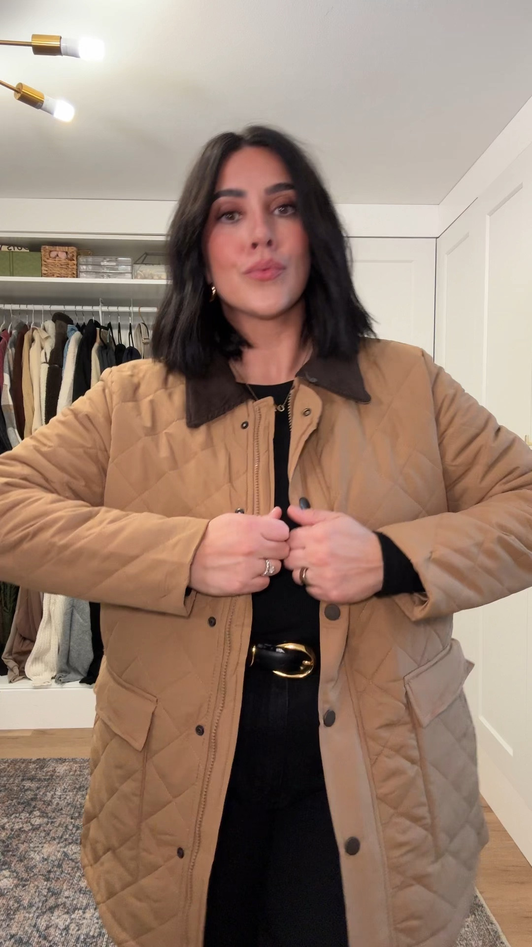 Barn work jacket - it’s warm and it’s quilted - it zips and buttons. Perfect for fall or warm winter days! Business casual outfit. 

#LTKStyleTip #LTKSeasonal #LTKMidsize