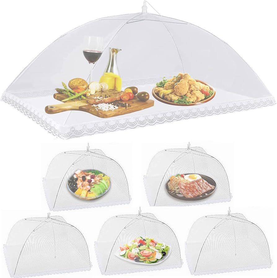 6 Pack Pop-Up Mesh Food Covers for Outdoors 1 Large (40"x 24") & 5 (17"x17") Food Tent Covers Umb... | Amazon (US)