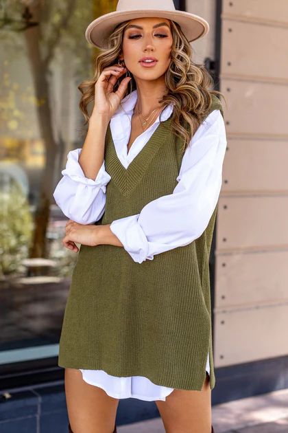 Dazed Olive Sweater Vest | Shop Priceless