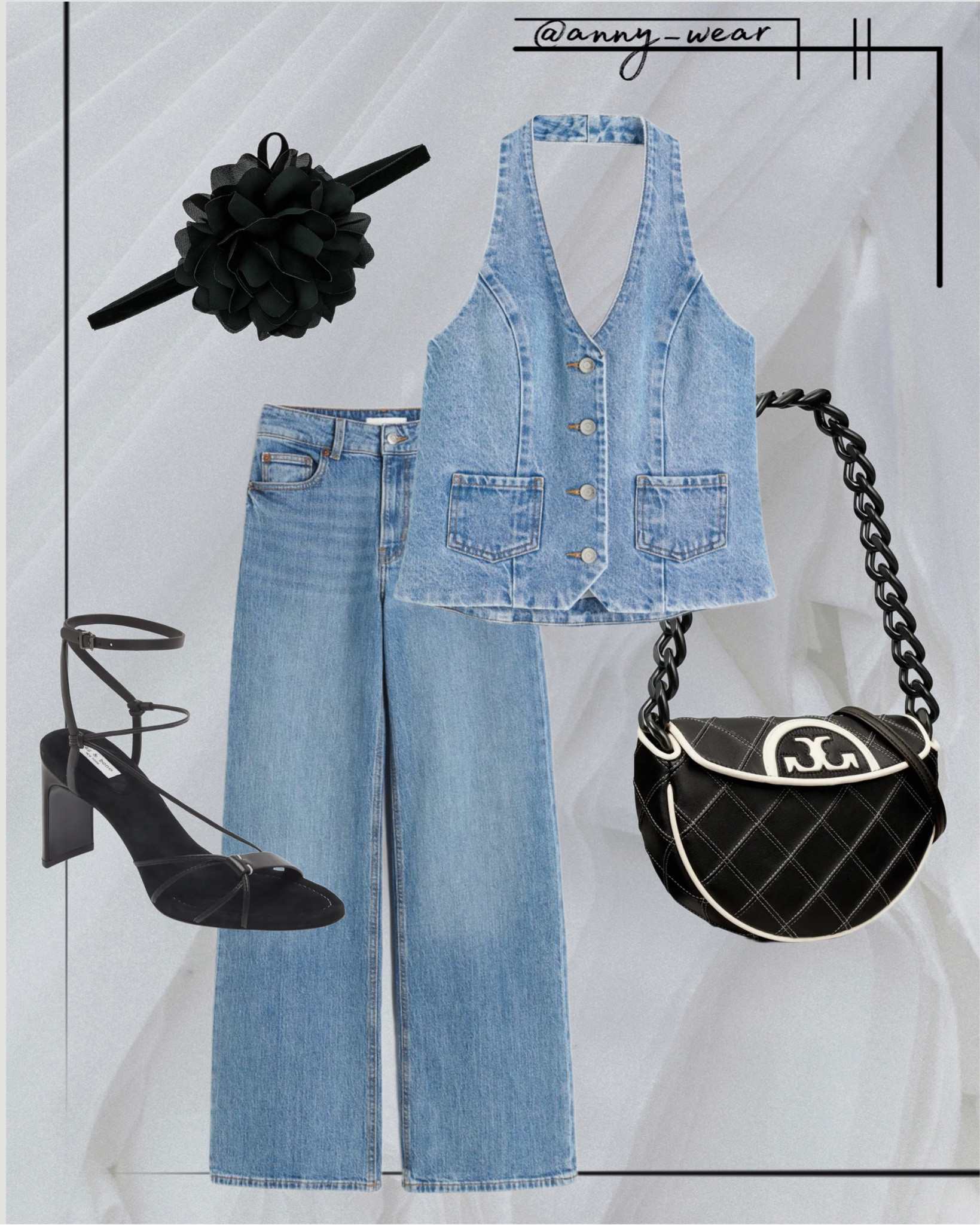 Party outfit 

Denim vest denim top halterneck top 
Wide High Jeans classic jeans denim outfit total denim outfits 
Black sandals black heels Asymmetric Strappy Sandal Women black shoes 
Black bag black Soft Crescent Shoulder Bag TORY BURCH bag 
Black Choker black jewelry 
designer bag purse handbags purses spring handbags summer bags tote bags crossbody bags shoulder bags clutch bags satchel bags hobo bags backpack purses straw bags canvas bags leather bags designer bags pastel handbags neutral handbags mini bags vegas outfits vegas day outfit vegas casual vegas looks vegas fashion vegas concert night outfit night out outfit night out tops music festival outfit music festival party tops going out tops festival looks summer fashion casual outfits casual summer outfits summer outfit ideas outfit inspo outfit of the day modest fashion modest outfits modest summer modest summer outfits nyc fashion nyc outfits nyc style nyc summer new york city outfits brunch outfit brunch outfit summer casual brunch outfit summer brunch outfit summer brunch casual brunchcity outfit city break outfit city street styles celebrity style brunch outfit aesthetic vibes zara outfits zara summer cute casual outfit cute summer outfits cute summer outfits edgy fashion edgy style edgy outfit back to school outfit edgy chic elements of style elegant outfit summer 2023 outfits traveloutfit holiday wardrobe festival fashion summer beauty trends outdoor picnic outfits vacation outfits bohemian outfits trendy outfits comfortable outfits neutral style parisian chic Parisian style  

#LTKsalealert #LTKunder50 #LTKunder100 #LTKSeasonal #LTKstyletip #LTKitbag #LTKshoecrush #LTKFind