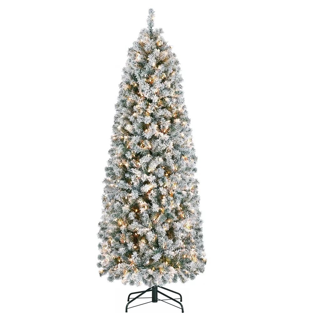 Easyfashion 6 Ft Artificial Christmas Tree Holiday Decoration Prelit Flocked Pencil Christmas Tre... | Walmart (US)