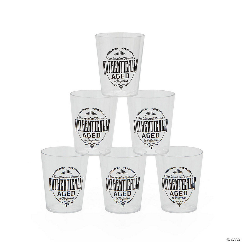 Bulk 50 Pc. Aged to Perfection Plastic Shot Glasses | Oriental Trading Company