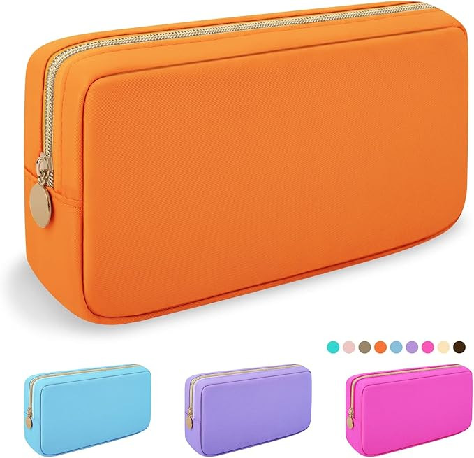 Nylon Small Makeup Bag Cosmetic Zipper Pouch for Purse, Preppy Makeup Bag Compact Make up Pouch T... | Amazon (US)