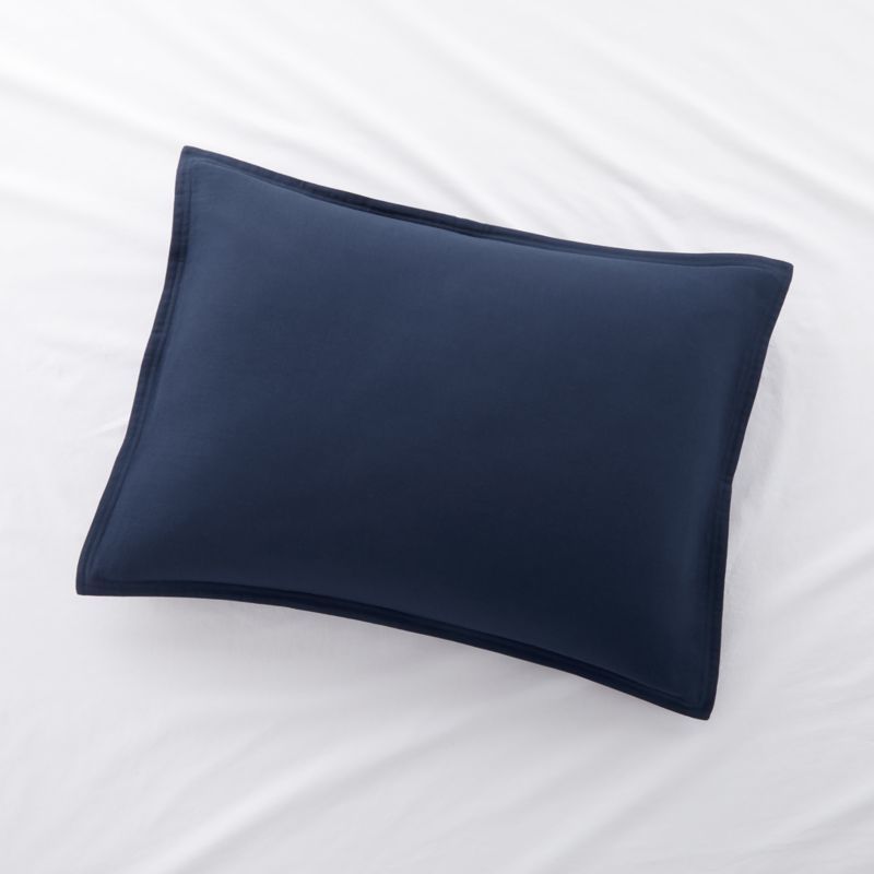Organic Double Weave Indigo Pillow Shams | Crate & Barrel | Crate & Barrel