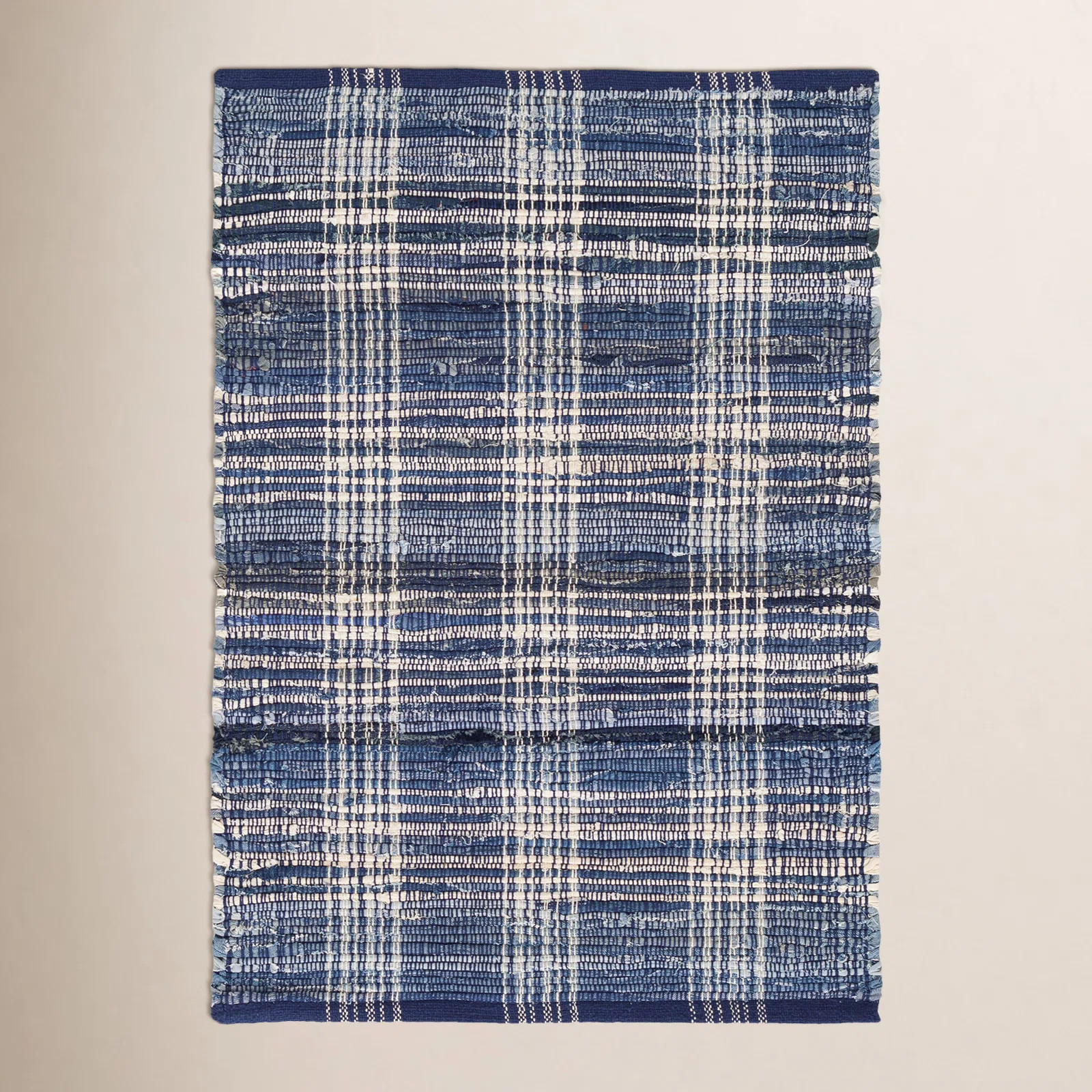 Denim Plaid Handwoven Cotton Rug | Wayfair North America