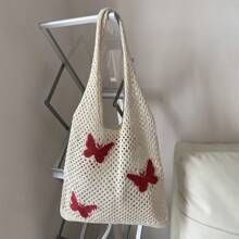 Butterfly Pattern Crochet Bag No-closure Polyester | SHEIN