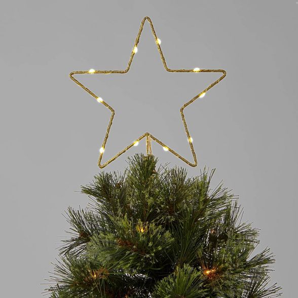 10in LED Lit Dewdrop Glitter Metal Open Star Tree Topper Gold - Wondershop™ | Target
