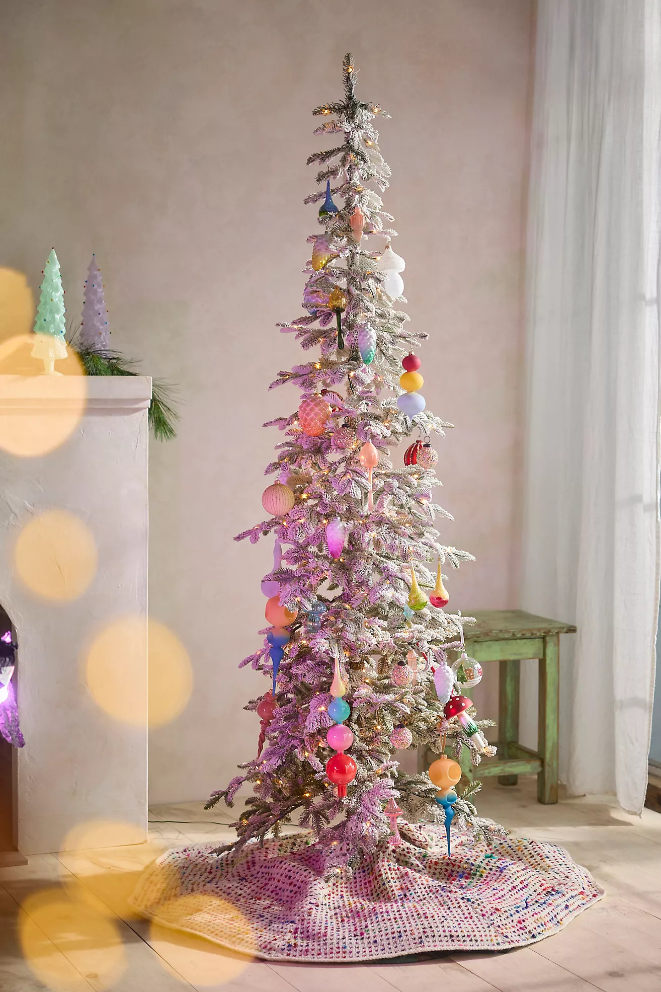 Artificial Flocked Pre-Lit Alpine Fir | Anthropologie (US)