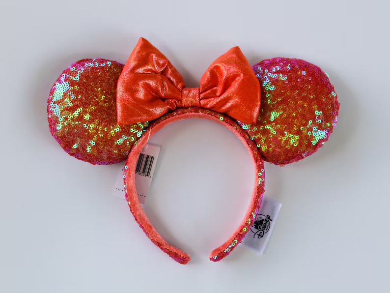 Disney Parks Coral Sequin Headband Ears - Etsy | Etsy (US)