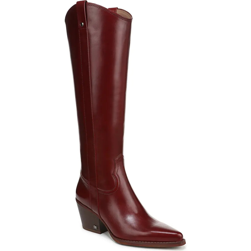 Sam Edelman Wyatt Knee High Western Boot in Deep Scarlet Leather at Nordstrom, Size 6 Wide Calf | Nordstrom