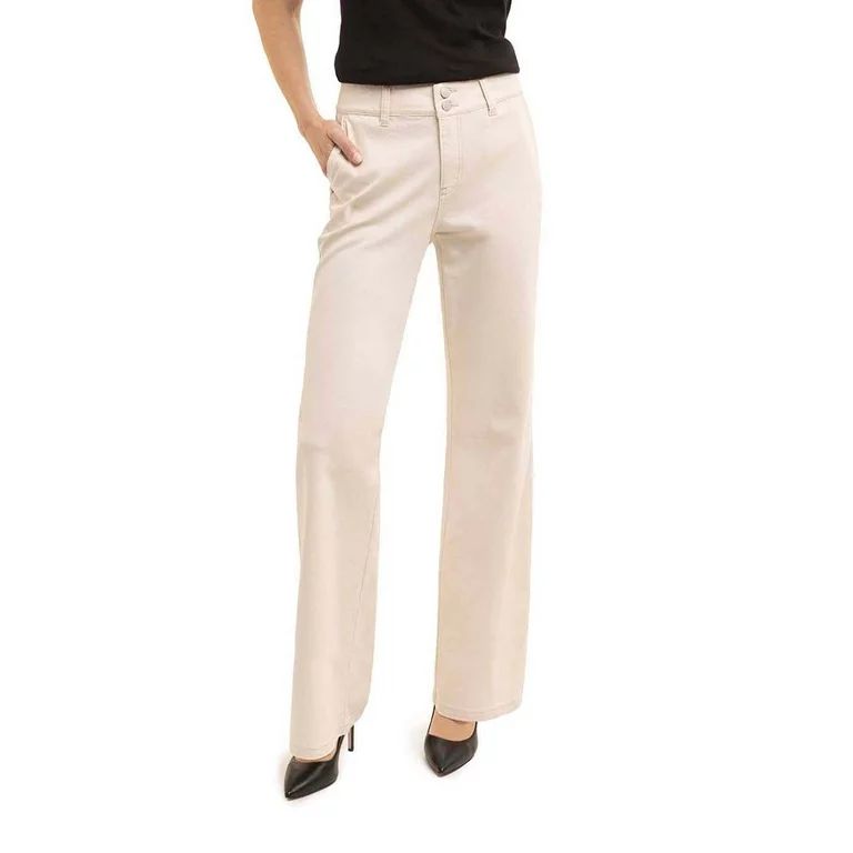 Jordache Women's High Rise Double Button Wide Leg Trouser Jean | Walmart (US)