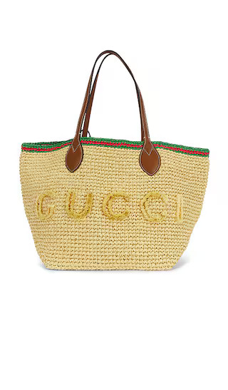 Gucci Faux Raffia Tote Bag | Revolve Clothing (Global)