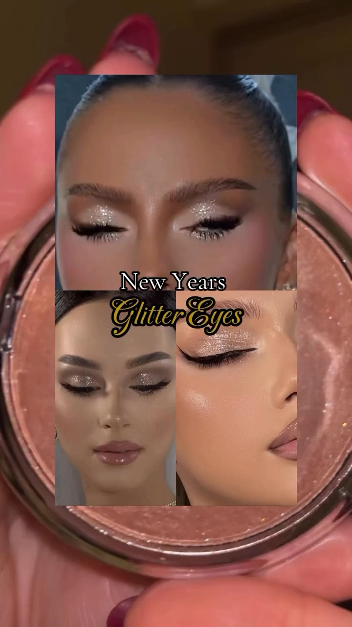 Glitter eyes are everything this holiday season for makeup #holidaymakeup #glittermakeuplook #glittereyeshadow #newyearsmakeup @focallurebeauty