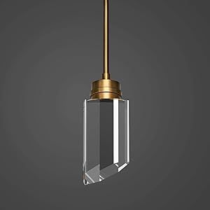 MOTINI 1-Light Cylinder Crystal Pendant Light, Gold Brushed Brass with K9 Crystal, LED Modern Cei... | Amazon (US)