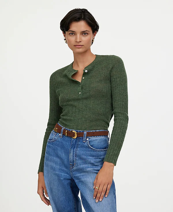 Alpaca-Blend Henley Sweater | Madewell | Madewell