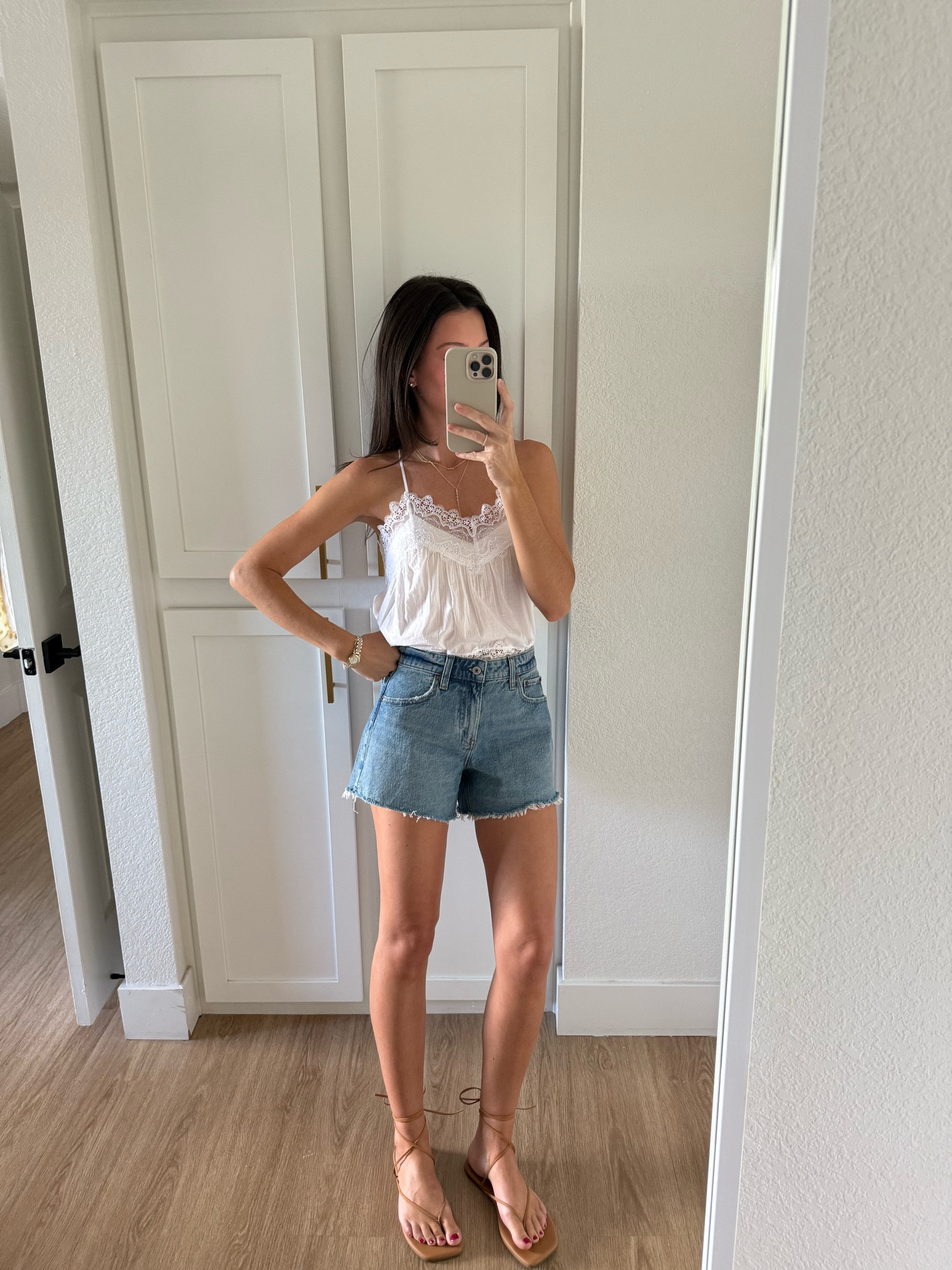 Abercrombie sale! 25-40% Off All Shorts & Swim* + 20% Off Almost Everything Else!**

Use code SHORTSAF for a stackable 15% off on top of the sale! 

I’m 5’7” wearing my usual size 25 curve love in these shorts and XS in the lace tank top!