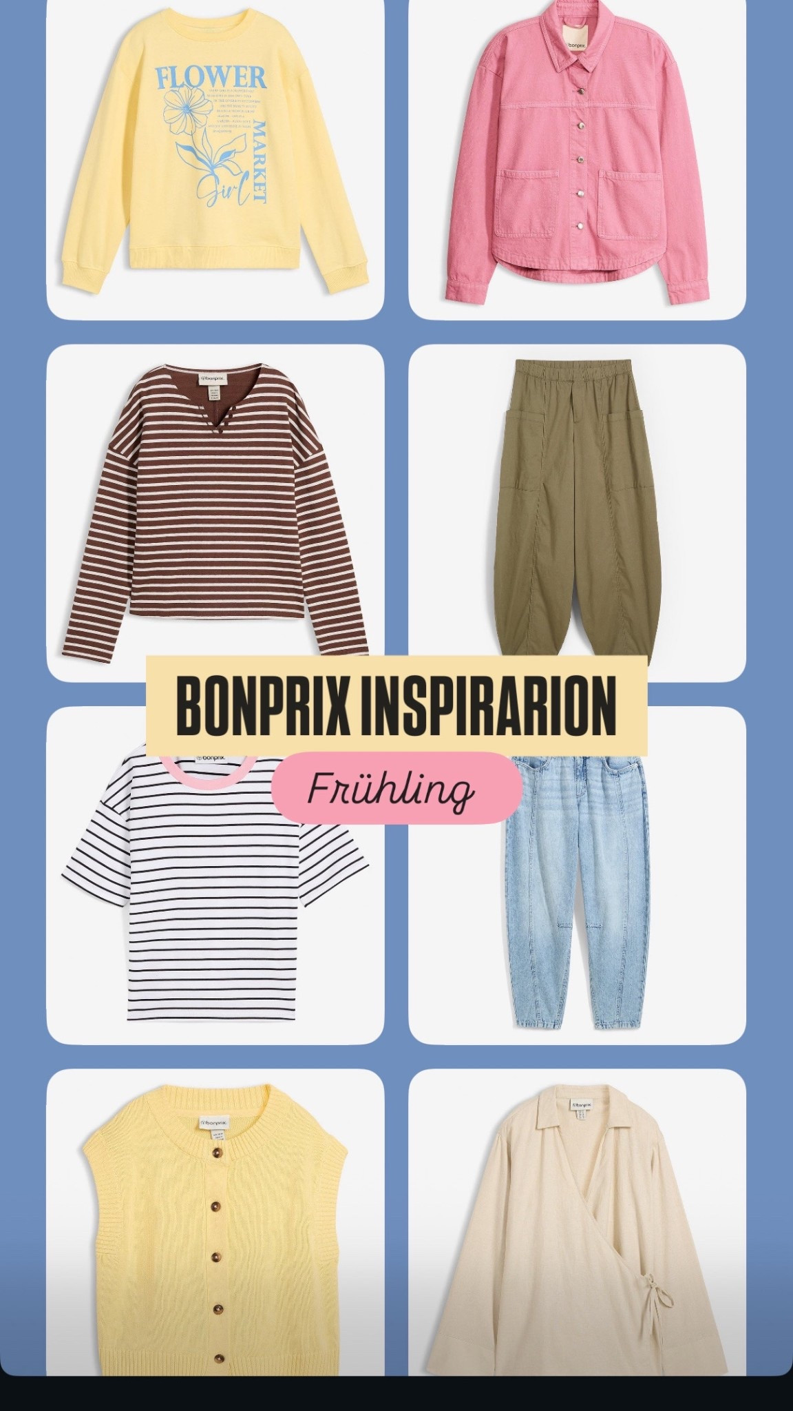 
Tolle Farben für den Frühling bei bonprix🧡❤️🩷🌷 #Bonprix #Streifen #T-Shirt #BarrelJeans #cargoJeans #Weste #Strick #Gelb #Rosa #bonprix

#LTKspring #LTKstyletip #LTKdeutschland