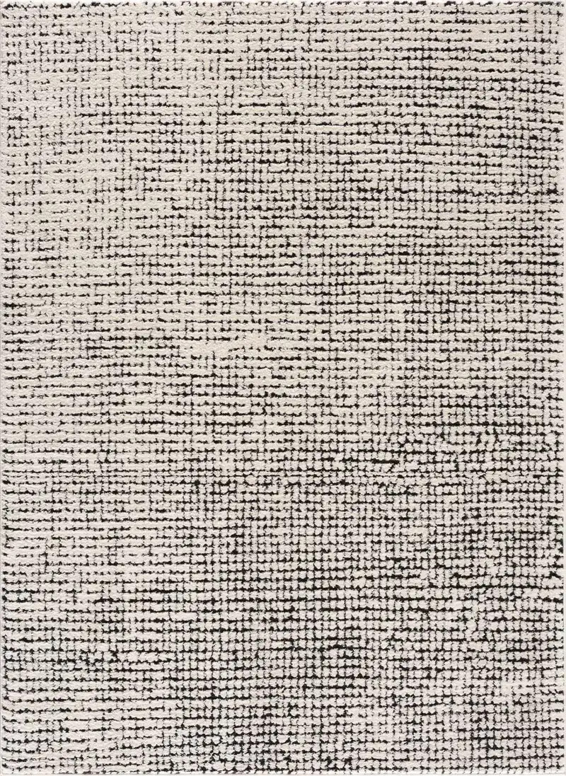 Keita Cream & Black Grid Plush Rug | Boutique Rugs