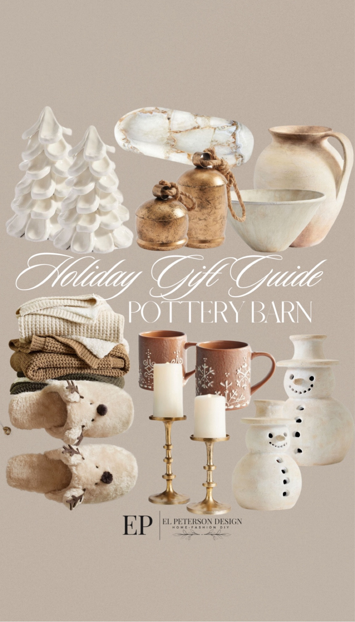 Pottery barn gift guide 
Slippers
Vase
Throw blankets
Ceramic snowmen
Table top trees
Candle holder
Candles
Bowl
Vase
Marble tray 

#LTKGiftGuide