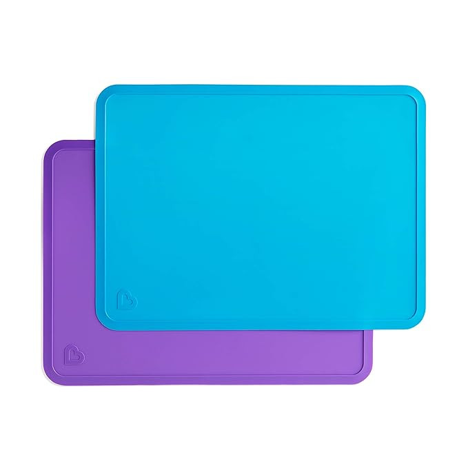 Munchkin Silicone Placemats for Kids, 2 Pack, Blue/Purple | Amazon (US)