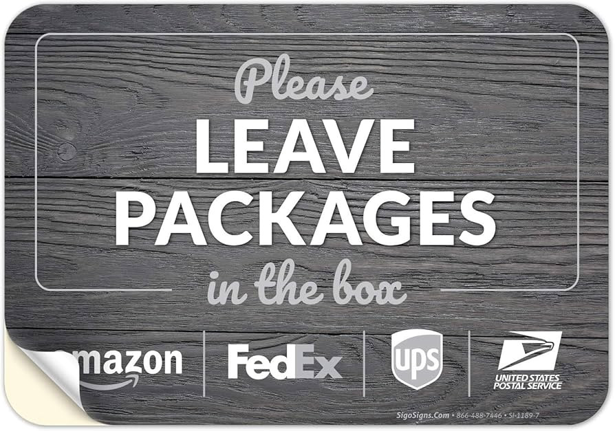 Sigo Signs, Package Delivery Sign, Please Leave Packages in The Box Gray Background, 10x7 Inches,... | Amazon (US)