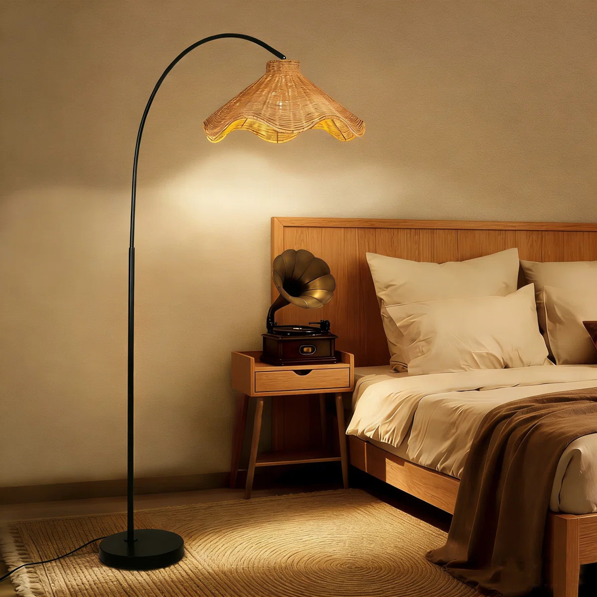 Millerville 70.5" Rattan Arched Floor Lamp | Wayfair North America