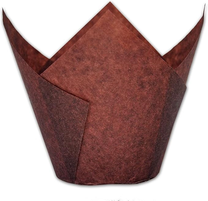Jumbo Extra Large size Brown Tulip Baking Cups 2-1/4"(Base diameter) x 3-3/4"(Wall height) Grease... | Amazon (US)