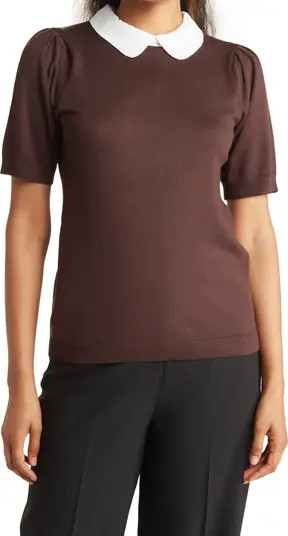 Hammered Satin Collar Short Sleeve Sweater | Nordstrom Rack