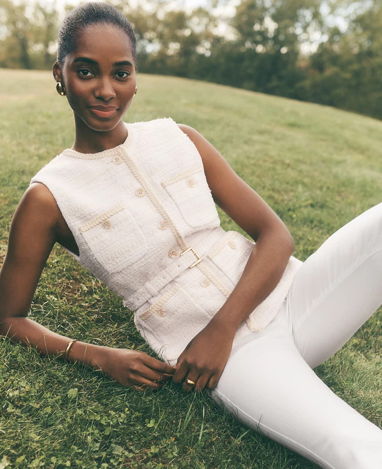 Tweed Belted Vest | Ann Taylor