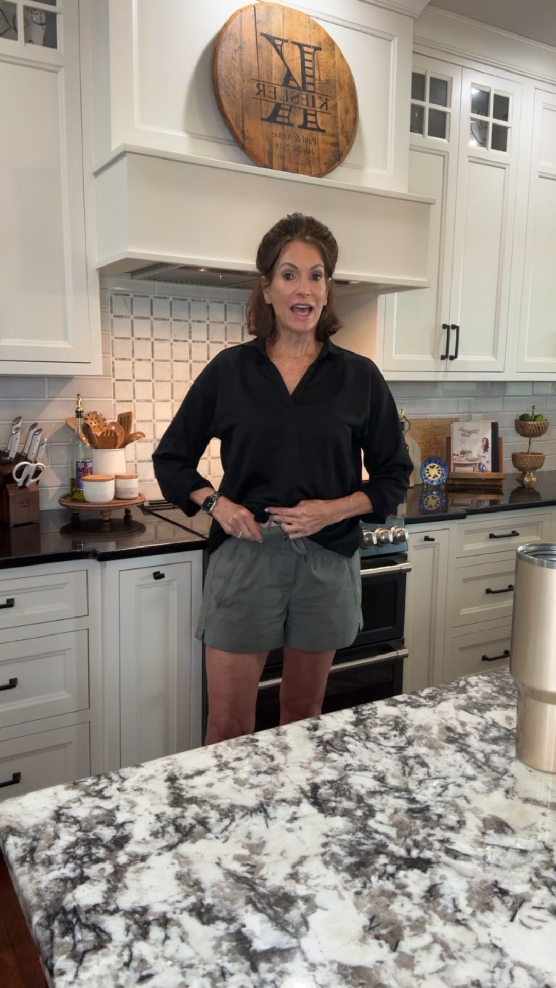 Shorts - medium 
Collared sweatshirt- large 

Casual wear 
Activewear 

#LTKMidsize #LTKActive