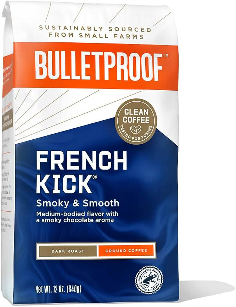 French Kick Ground Coffee, Dark Roast, 12 Oz, Bulletproof Keto Friendly 100% Arabica Coffee, Cert... | Amazon (US)